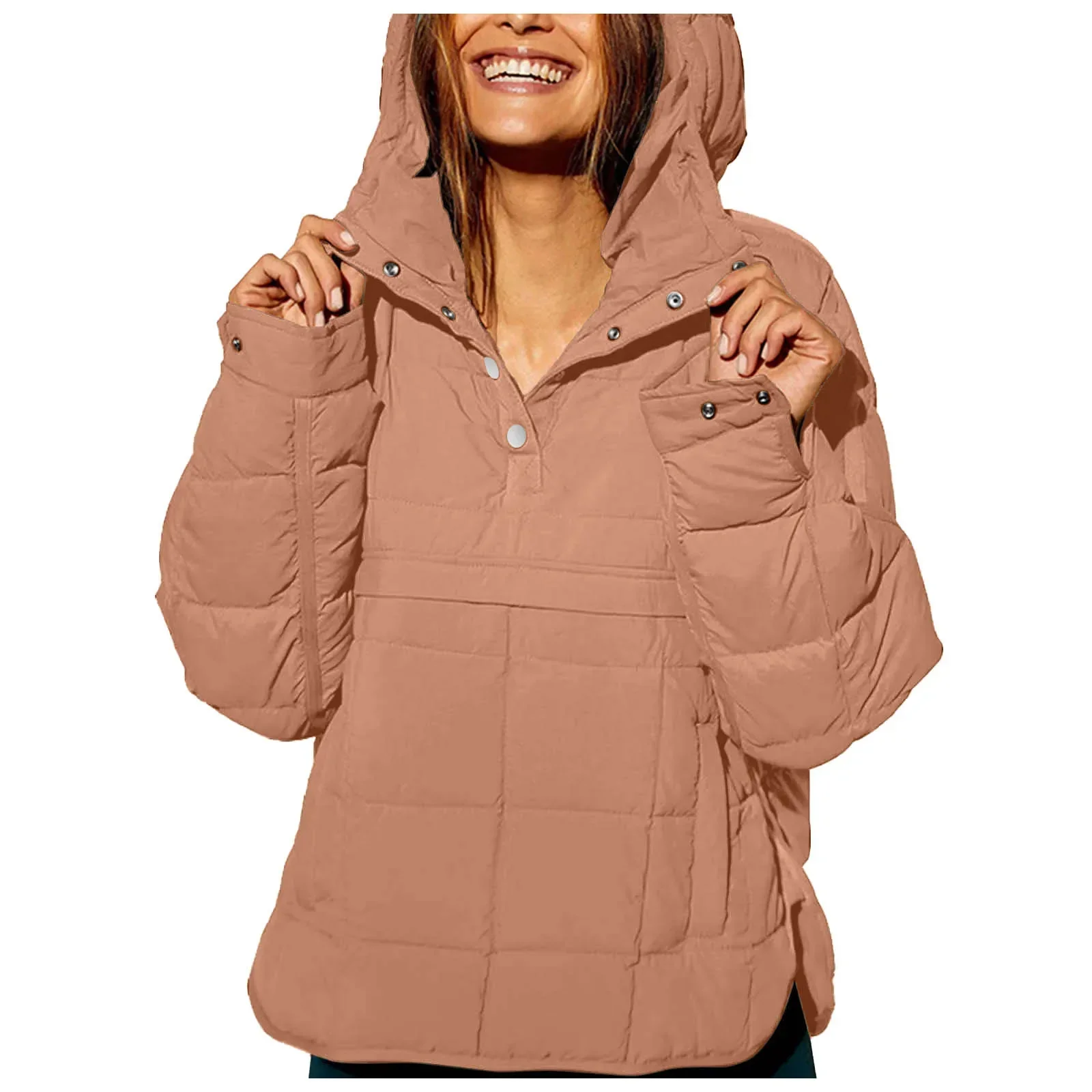 🔥Women's Oversized Hooded Puffer Jacket Quilted Lightweight Winter Warm Pullover Padded Hoodies Coat - Image 3
