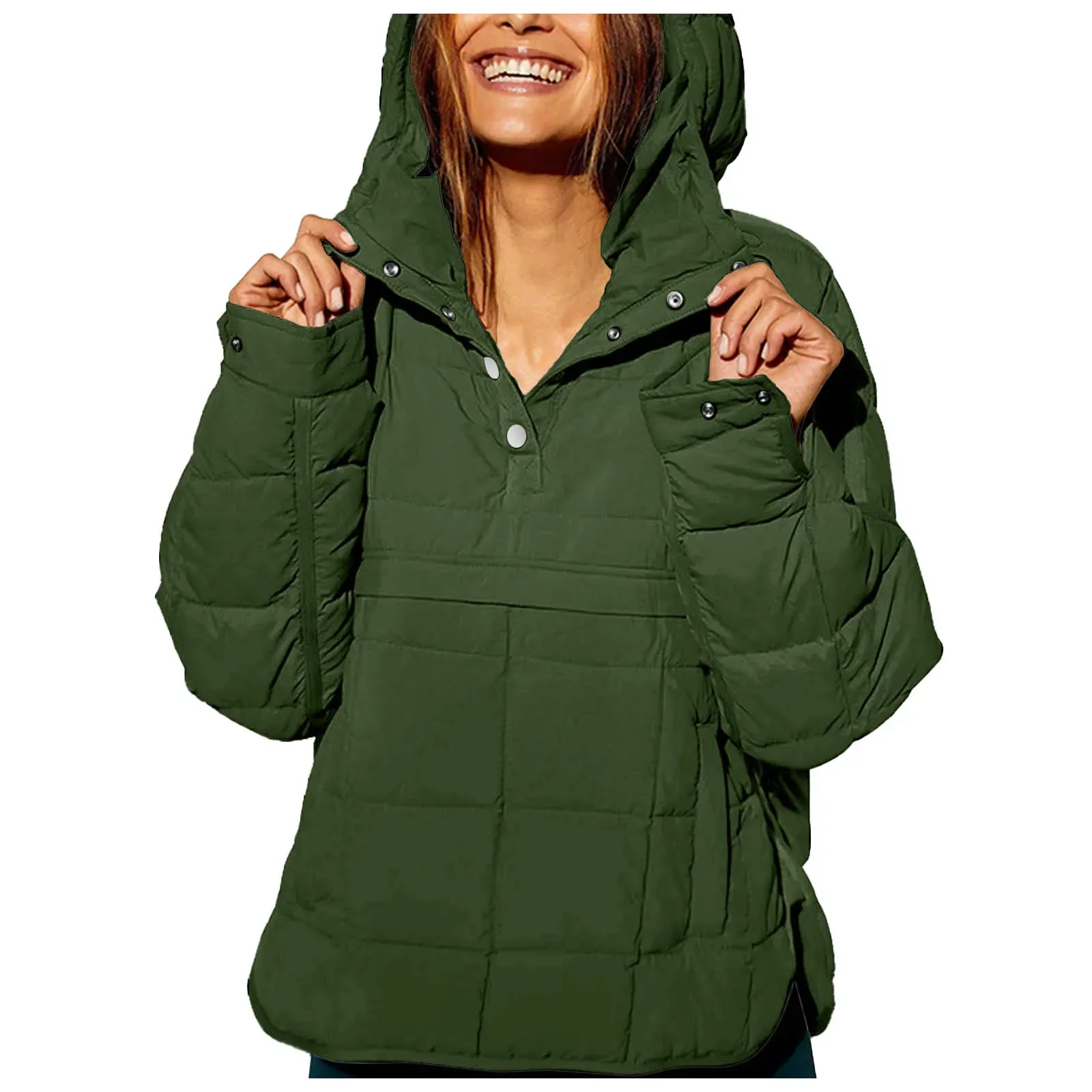 🔥Women's Oversized Hooded Puffer Jacket Quilted Lightweight Winter Warm Pullover Padded Hoodies Coat - Image 4