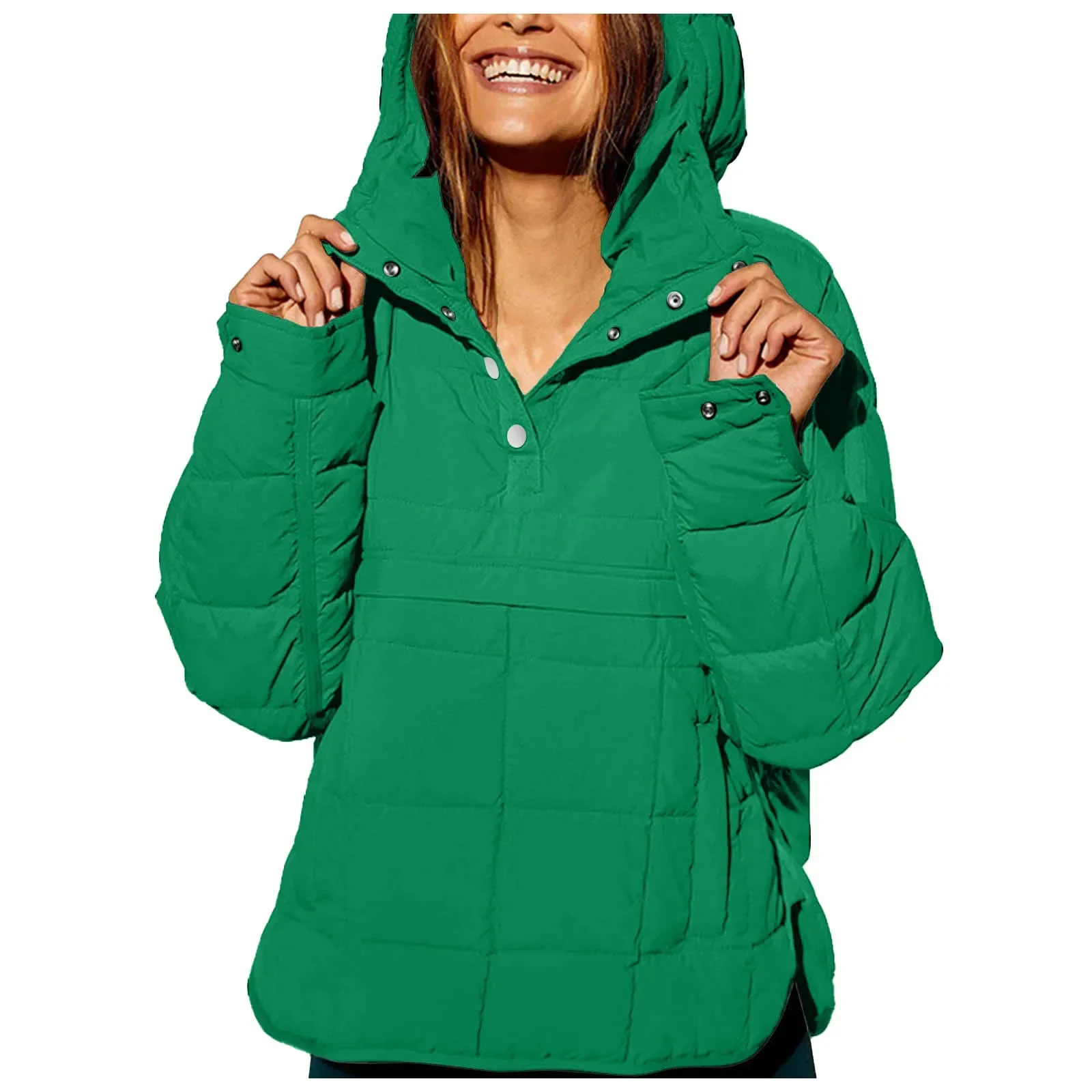 🔥Women's Oversized Hooded Puffer Jacket Quilted Lightweight Winter Warm Pullover Padded Hoodies Coat - Image 2