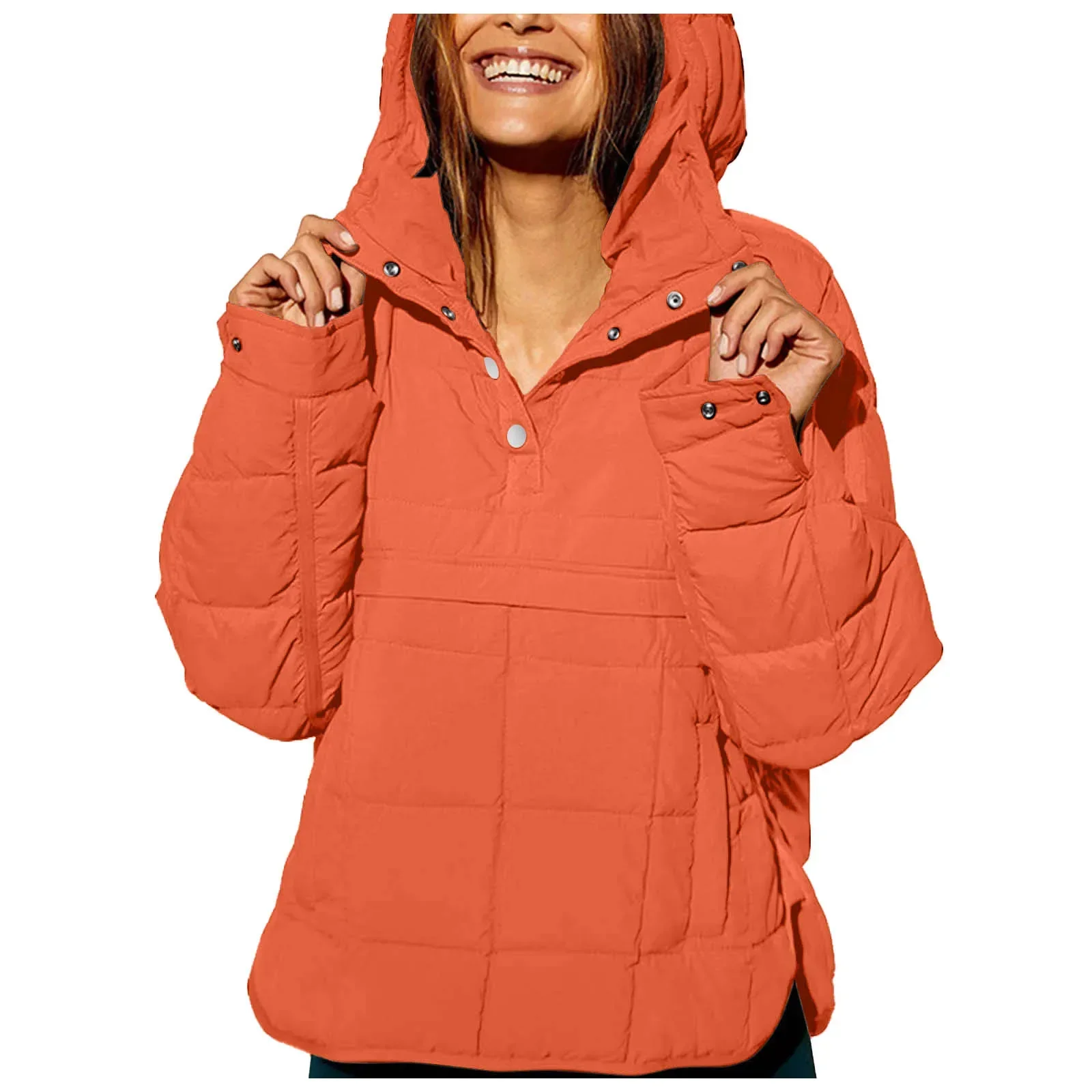 🔥Women's Oversized Hooded Puffer Jacket Quilted Lightweight Winter Warm Pullover Padded Hoodies Coat - Image 6