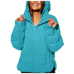 🔥Women's Oversized Hooded Puffer Jacket Quilted Lightweight Winter Warm Pullover Padded Hoodies Coat